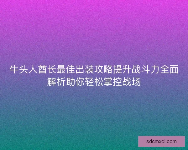 牛头人酋长最佳出装攻略提升战斗力全面解析助你轻松掌控战场