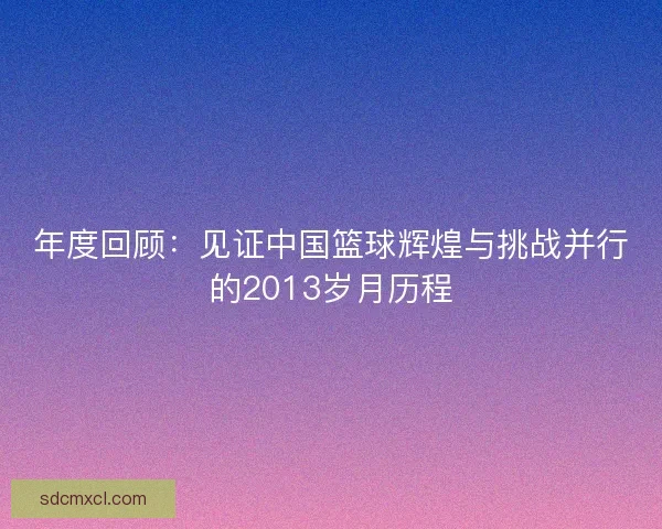 年度回顾：见证中国篮球辉煌与挑战并行的2013岁月历程